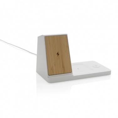 Logotrade corporate gifts photo of: Ontario recycled plastic & bamboo 3-in-1 wireless charger