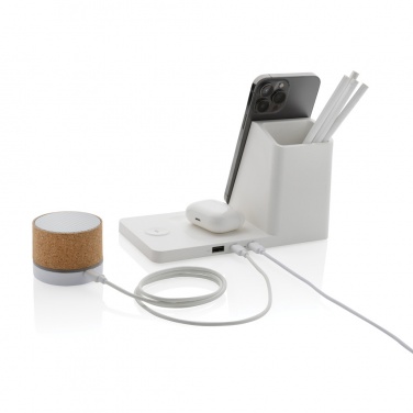 Logotrade promotional gifts photo of: Ontario recycled plastic & bamboo 3-in-1 wireless charger