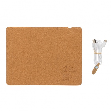 Logo trade advertising products picture of: 10W wireless charging cork mousepad and stand