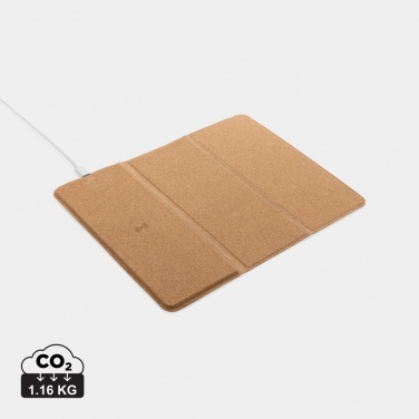 Logo trade promotional gift photo of: 10W wireless charging cork mousepad and stand