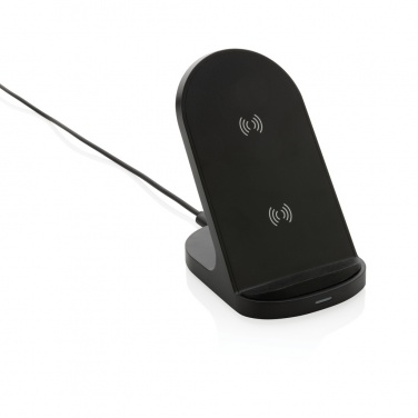 Logo trade promotional gift photo of: RCS recycled plastic double coil wireless stand 15W