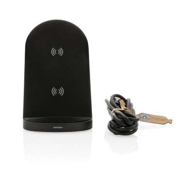Logotrade promotional giveaway image of: RCS recycled plastic double coil wireless stand 15W