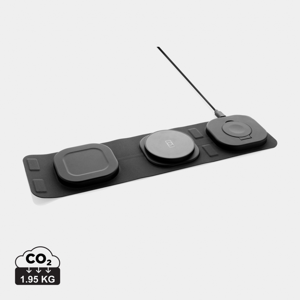 Logotrade promotional merchandise image of: Swiss Peak RCS rplastic 3-in-1 wireless 15W travel charger