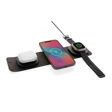 Logo trade business gift photo of: Swiss Peak RCS rplastic 3-in-1 wireless 15W travel charger