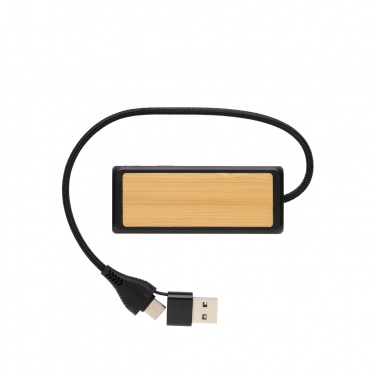 Logotrade corporate gift image of: Link RCS recycled plastic and bamboo dual Input USB hub