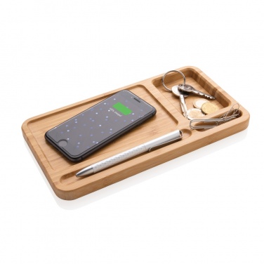 Logotrade promotional items photo of: Bamboo desk organiser 5W wireless charger