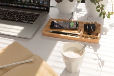 Logotrade promotional giveaway image of: Bamboo desk organiser 5W wireless charger