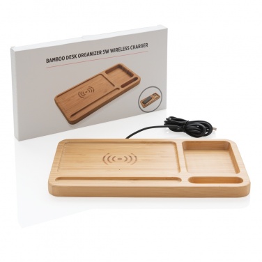Logotrade corporate gift image of: Bamboo desk organiser 5W wireless charger