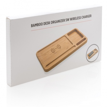 Logotrade corporate gift picture of: Bamboo desk organiser 5W wireless charger