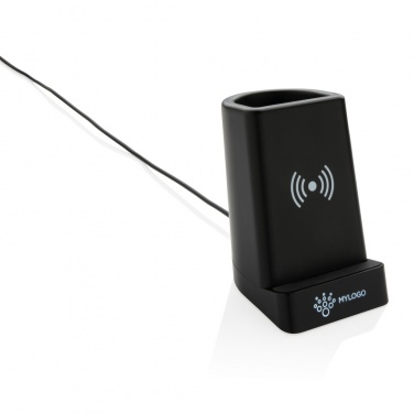 Logotrade promotional gift picture of: Light up logo 5W wireless charging pen holder