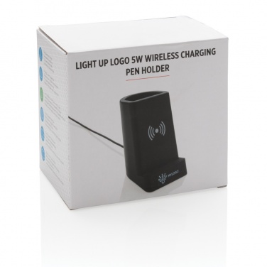 Logotrade promotional product image of: Light up logo 5W wireless charging pen holder