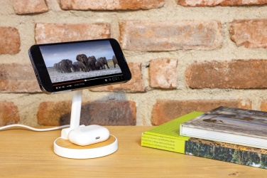 Logo trade promotional merchandise picture of: Ontario RCS rplastic 15W magnetic charging 2 in 1 stand