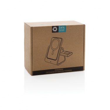 Logo trade business gift photo of: Powerbase RCS recycled plastic 3 in 1 charger with powerbank