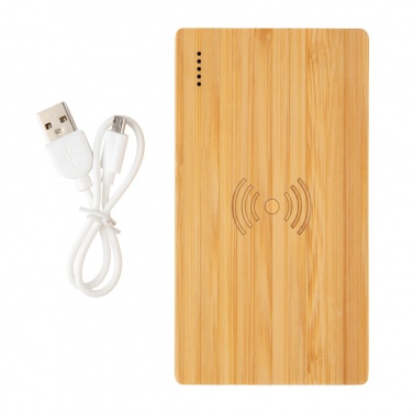 Logotrade promotional merchandise picture of: Bamboo 4.000 mAh wireless 5W Powerbank