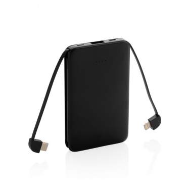 Logo trade promotional gifts image of: 5.000 mAh Pocket Powerbank with integrated cables