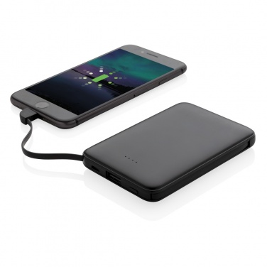 Logo trade promotional products image of: 5.000 mAh Pocket Powerbank with integrated cables