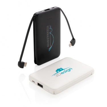 Logo trade corporate gifts picture of: 5.000 mAh Pocket Powerbank with integrated cables