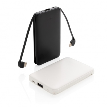 Logotrade promotional product picture of: 5.000 mAh Pocket Powerbank with integrated cables