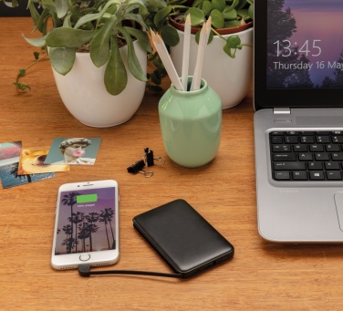 Logotrade promotional gift picture of: 5.000 mAh Pocket Powerbank with integrated cables