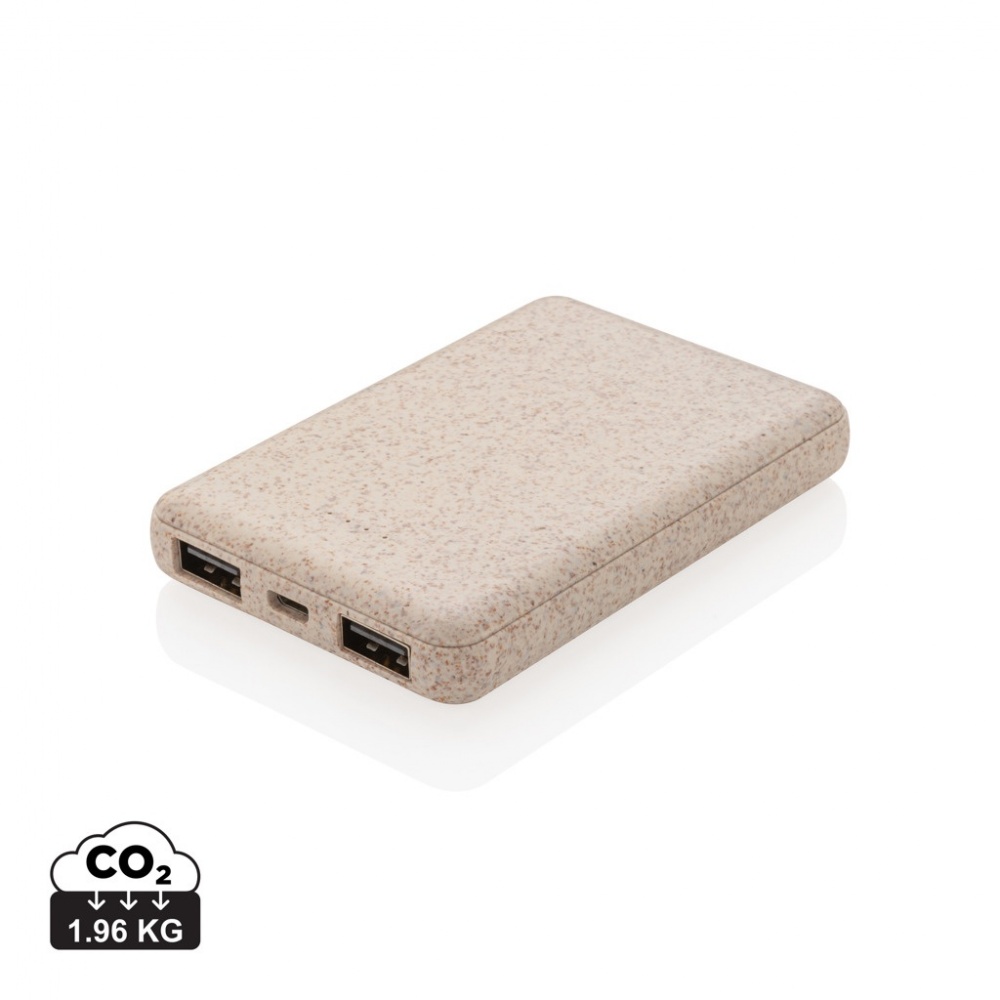 Logotrade promotional gifts photo of: Wheat Straw 5.000 mAh Pocket Powerbank