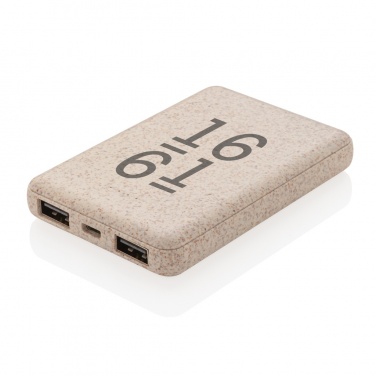 Logo trade business gifts image of: Wheat Straw 5.000 mAh Pocket Powerbank