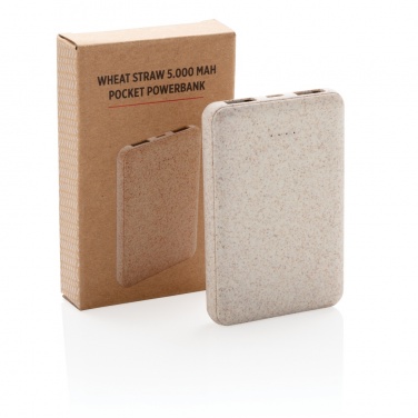 Logo trade promotional giveaways image of: Wheat Straw 5.000 mAh Pocket Powerbank