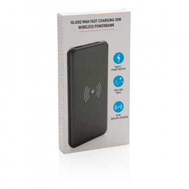 Logo trade corporate gifts picture of: 10.000 mAh Fast Charging 10W Wireless Powerbank with PD