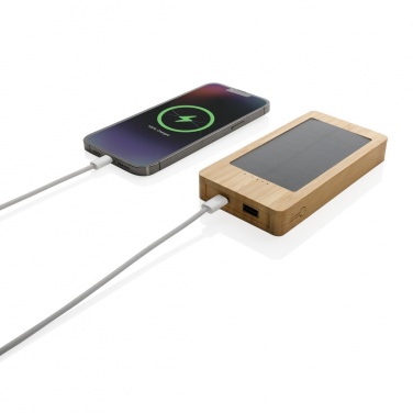 Logo trade business gift photo of: Sunwick 10.000 mAh Bamboo solar powerbank