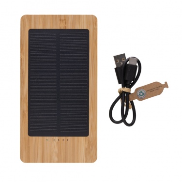 Logo trade corporate gifts image of: Sunwick 10.000 mAh Bamboo solar powerbank