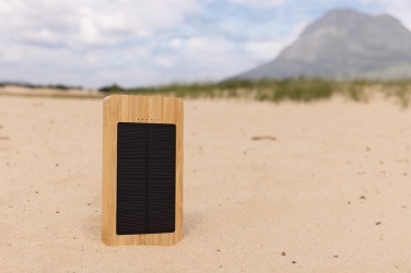 Logo trade corporate gift photo of: Sunwick 10.000 mAh Bamboo solar powerbank
