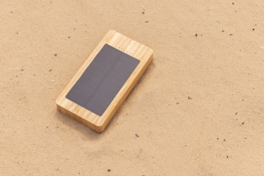 Logo trade promotional giveaways image of: Sunwick 10.000 mAh Bamboo solar powerbank