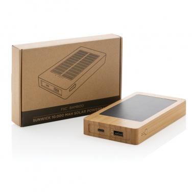 Logo trade advertising products image of: Sunwick 10.000 mAh Bamboo solar powerbank