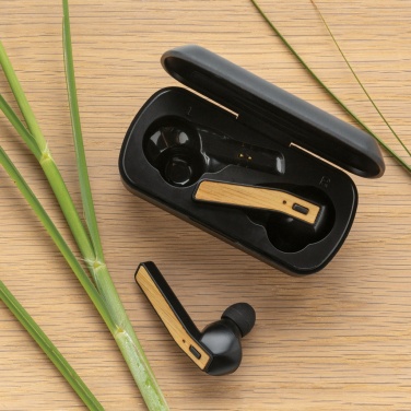 Logo trade advertising product photo of: Bamboo Free Flow TWS earbuds in case