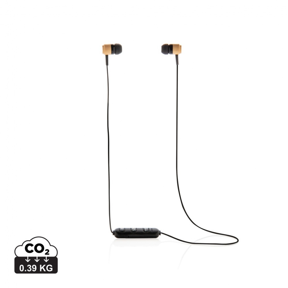Logo trade advertising products picture of: Bamboo wireless earbuds