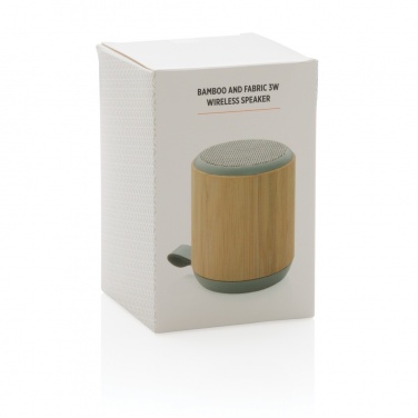 Logo trade advertising products picture of: Bamboo and fabric 3W wireless speaker