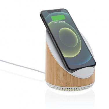 Logotrade promotional merchandise image of: Ovate bamboo 5W speaker with 15W wireless charger