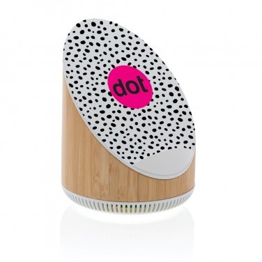 Logo trade promotional giveaway photo of: Ovate bamboo 5W speaker with 15W wireless charger
