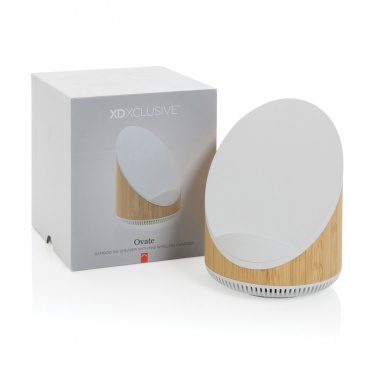 Logotrade promotional product picture of: Ovate bamboo 5W speaker with 15W wireless charger