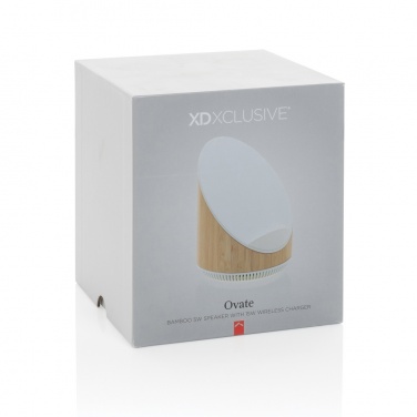 Logo trade promotional merchandise photo of: Ovate bamboo 5W speaker with 15W wireless charger