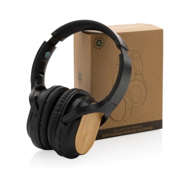 Logotrade business gift image of: RCS and bamboo Elite Foldable wireless headphone