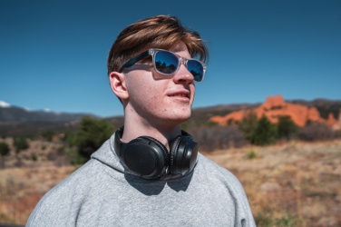 Logo trade business gifts image of: RCS recycled plastic Elite Foldable wireless headphone