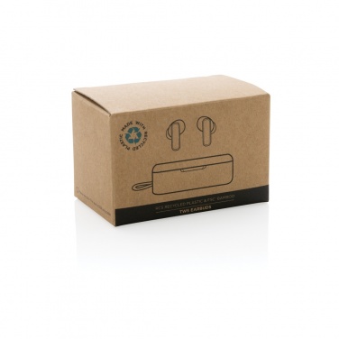 Logo trade promotional merchandise picture of: RCS recycled plastic & bamboo TWS earbuds