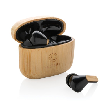 Logotrade promotional merchandise image of: Bamboo TWS earbuds with RCS recycled plastic