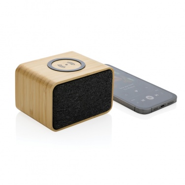 Logo trade promotional gifts image of: RCS Rplastic 3W speaker with bamboo 5W wireless