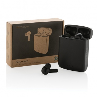 Logotrade promotional giveaway picture of: Skywave RCS recycled plastic solar earbuds