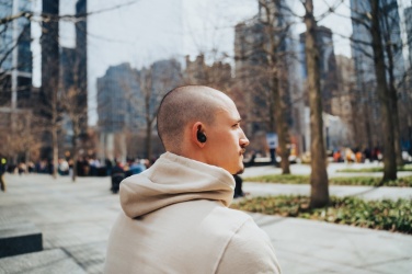 Logo trade promotional products image of: Lakewood RCS recycled and repairable wireless earbuds