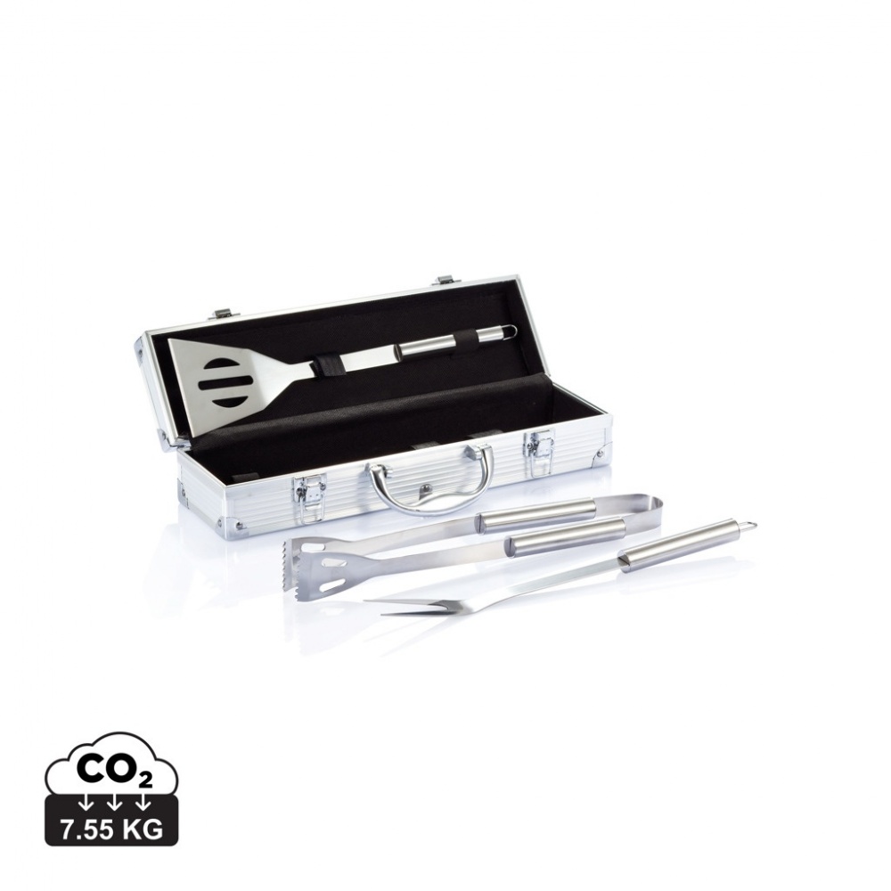 Logo trade advertising products image of: 3 pcs barbecue set in aluminium box