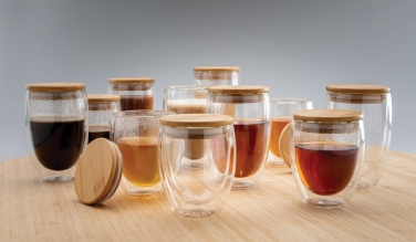 Logotrade advertising product image of: Double wall borosilicate glass with bamboo lid 350ml