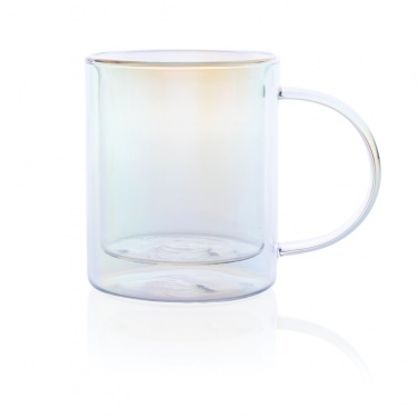 Logo trade promotional giveaway photo of: Deluxe double wall electroplated glass mug