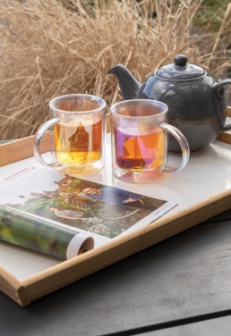 Logo trade promotional gift photo of: Deluxe double wall electroplated glass mug